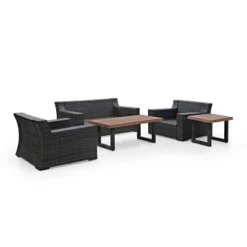 Beaufort 5pc Outdoor Wicker Conversation Set - Mist - Crosley -Garden Furniture Discounts GUEST 3602ac5b be9a 4295 ba48 748e2b4c788b
