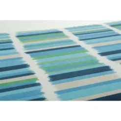 Set Of 2 Outdoor/Indoor Rounded Corners Seat Cushions Solar Stripe - Pillow Perfect -Garden Furniture Discounts GUEST 3612b67c 3d82 49f5 bfd5 b014b361525b