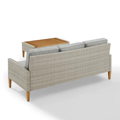 Capella Outdoor Wicker 2 Pc Sofa And Coffee Table Set Gray/Acorn - Crosley 4 Capella Outdoor Wicker 2 Pc Sofa And Coffee Table Set Gray/Acorn - Crosley - Image 2