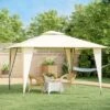 Outsunny 12' X 12' Outdoor Canopy Tent Party Gazebo With Double-Tier Roof, Steel Frame, Included Ground Stakes