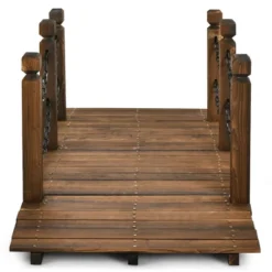 Costway 5 Ft Wooden Garden Bridge Arc Footbridge Stained Finish Walkway W/Rails -Garden Furniture Discounts GUEST 384e59f2 86e2 46d3 8637 91f92e0032b5