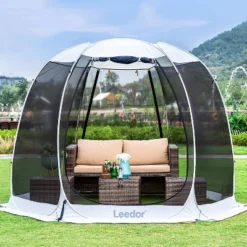 Leedor Outdoor Pop Up Portable Screen Tent With Mesh Netting Fiberglass Gazebo Gray -Garden Furniture Discounts GUEST 398959be 7756 47b2 afc4 054c802191b2