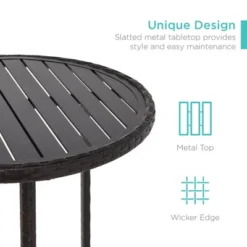 Best Choice Products 3-Piece Outdoor Wicker Bistro Bar Height Set For Patio, Garden W/ Barstools, Steel Frame -Garden Furniture Discounts GUEST 39eec1ba c4ef 4742 b2ec e42fa0301164