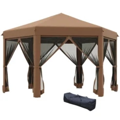 Outsunny 13' X 13' Heavy Duty Pop Up Canopy With Hexagonal Shape, 6 Mesh Sidewall Netting, 3-Level Adjustable Height And Strong Steel Frame -Garden Furniture Discounts GUEST 3a409cd0 1188 4450 94fd d13d096b8928