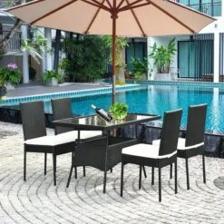 Costway 5PCS Patio Rattan Dining Set Table W/Glass Top Garden Furniture -Garden Furniture Discounts GUEST 3a7bf3d5 997d 4389 80eb 0f59bab87174