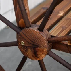 Outsunny Wooden Wagon Wheel Bench, 3-Person Rustic Slatted Seat, Outdoor Patio Furniture, Brown -Garden Furniture Discounts GUEST 3a8f5ac8 0c37 4553 98c9 c3359cab2328