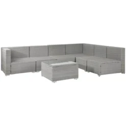 7pc Wicker Patio Conversation Set With Pillows & Cushion - Gray/Blue - GODEER 14 7pc Wicker Patio Conversation Set With Pillows & Cushion - Gray/Blue - GODEER -Garden Furniture Discounts GUEST 3ccb6f8e 74ef 4be0 9ad5 112428ac5edf