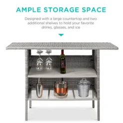 Best Choice Products Outdoor Patio Wicker Bar Counter Table W/ 2 Steel Shelves, 2 Sets Of Rails -Garden Furniture Discounts GUEST 3d73aede bf4a 42b3 970a 01b841046307