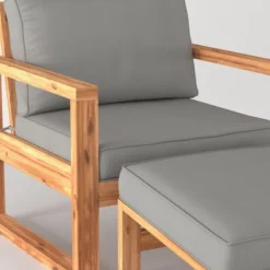 Galia 2pc Square Leg Acacia Wood Chair And Ottoman With Cushions - Brown - Saracina Home -Garden Furniture Discounts GUEST 3de53d41 3e21 483c b5fd dd00d2e5b95e