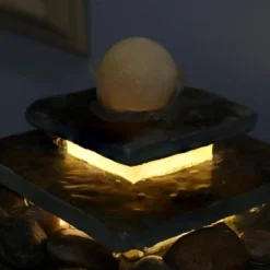 Sunnydaze Decor Sunnydaze Indoor Home Office Slate And Polished Stone Ball Tiered Tabletop Water Fountain With LED Light - 8" 22 Sunnydaze Decor Sunnydaze Indoor Home Office Slate And Polished Stone Ball Tiered Tabletop Water Fountain With LED Light - 8" -Garden Furniture Discounts GUEST 3e42df39 5fbe 4337 8187 630b7914edb7