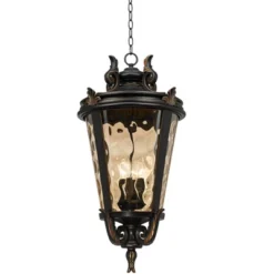 John Timberland Casa Marseille Vintage Rustic Outdoor Hanging Light Veranda Bronze 30" Champagne Hammered Glass Damp Rated For Post Exterior Barn -Garden Furniture Discounts GUEST 402394aa b9f7 49e1 a10e 251b625ec959