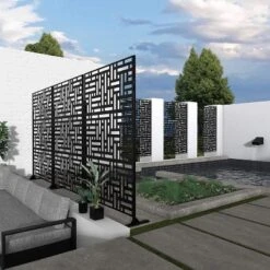 NewTown Decorative Privacy Screen Outdoor Divider With Stand, Featuring Precise Laser Cut,Metal Material-The Pop Home -Garden Furniture Discounts GUEST 402b4483 6f67 467d 85ee 95725215c813