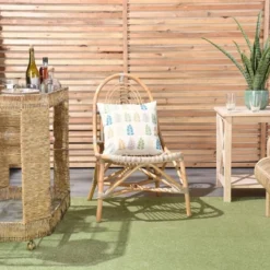 18"x18" Reversible Indoor/Outdoor Leaves And Chevron Print Square Throw Pillow - Mina Victory -Garden Furniture Discounts GUEST 40d9fa51 6d0b 4848 b0ce 61b6edcf1c4a