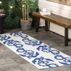 NuLOOM Rell Nautical Anchor Indoor And Outdoor Patio Area Rug