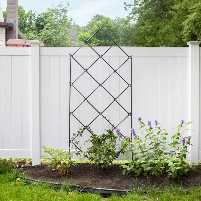 Achla Designs 95" Traditional Freestanding Lattice Iron Garden Trellis Graphite Powder Coat Finish 9 Achla Designs 95" Traditional Freestanding Lattice Iron Garden Trellis Graphite Powder Coat Finish - Image 7