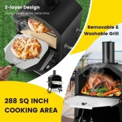 Costway 2-Layer Pizza Oven Wood Fired Pizza Grill Outside Pizza Maker With Waterproof Cover -Garden Furniture Discounts GUEST 421027d9 e279 4f62 b65c 070b8c1fd3d0