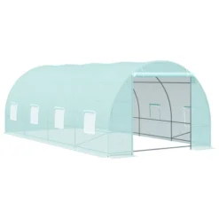 Outsunny 20' X 10' X 7' Walk-In Tunnel Greenhouse Garden Warm House Large Hot House Kit With 8 Roll-up Windows & Roll Up Door, Steel Frame -Garden Furniture Discounts GUEST 425f5360 6d70 43ae ae55 377e90d34b0f