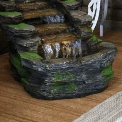 Sunnydaze Decor Sunnydaze 14"H Electric Polyresin Shale Falls Outdoor Water Fountain With LED Lights -Garden Furniture Discounts GUEST 428c832b 8363 4076 8af7 2001a5d28721