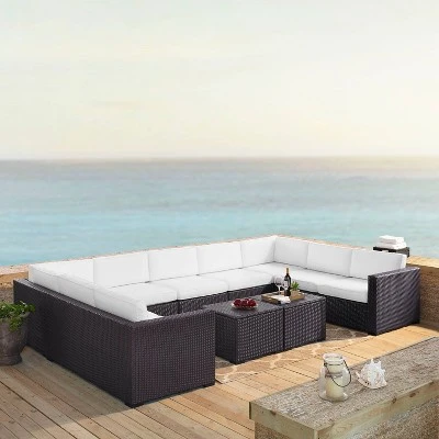 Biscayne 7pc Outdoor Wicker Sectional Set With 2 Coffee Tables & 4 Corner Seats White - Crosley 3 Biscayne 7pc Outdoor Wicker Sectional Set With 2 Coffee Tables & 4 Corner Seats White - Crosley