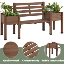Yaheetech 2 In 1 Outdoor Solid Wood Double-bench For Patio Backyard Brown 8 Yaheetech 2 In 1 Outdoor Solid Wood Double-bench For Patio Backyard Brown -Garden Furniture Discounts GUEST 434450b1 e689 453f 8846 3bb2a63a077a