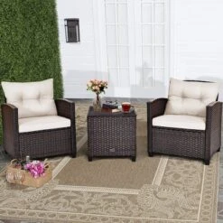 Costway 3PCS Patio Rattan Furniture Set Cushioned Conversation Set Sofa -Garden Furniture Discounts GUEST 4388d382 9617 4f86 82fc 87aff0028946