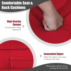 Tangkula Outdoor Porch Swing Bench, Patio Wicker Hanging Swing With Rustproof Chains & Comfortable Cushions Off White/Turquoise/Red/Black -Garden Furniture Discounts GUEST 4390b865 234a 4ba8 9e5c a9105e0fc027