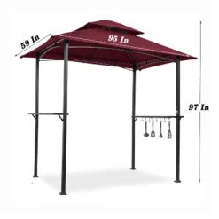 SUGIFT 8' X 5' Outdoor Grill Gazebo Shelter Tent With 2 Tier In Burgundy -Garden Furniture Discounts GUEST 43c07f67 061f 4c8e b6d9 3934340fad6d