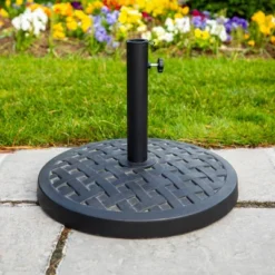 Rashida Round Lattice Weave Umbrella Stand - Saracina Home -Garden Furniture Discounts GUEST 441a417b d165 4a85 8050 b85d52c0231e