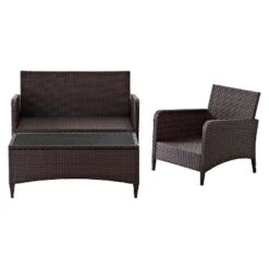 Kiawah 3 Piece Outdoor Wicker Seating Set Sangria - Crosley -Garden Furniture Discounts GUEST 454f447d 71cc 4a22 806d 7266f8d9a384