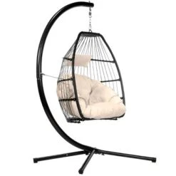 Barton Outdoor Hanging Egg Chair Chair Basket Egg Style Seating Chair With Cushion And Headrest