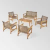 Hampton 6pc Wood & Wicker Chat Set - Natural/Gray - Christopher Knight Home -Garden Furniture Discounts GUEST 4619dc82 7baf 4999 ade0 14057ec48312