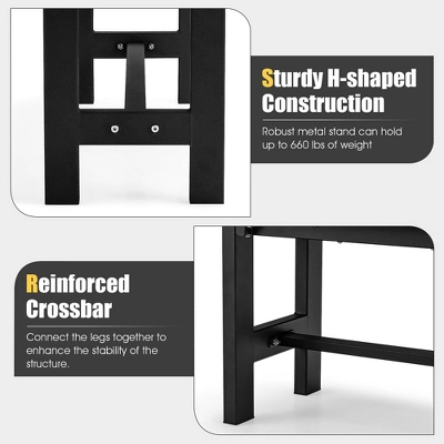 Tangkula Outdoor HDPE Bench W/ Metal Frame 47" X 14" X 16" For Yard Garden 9 Tangkula Outdoor HDPE Bench W/ Metal Frame 47" X 14" X 16" For Yard Garden - Image 7