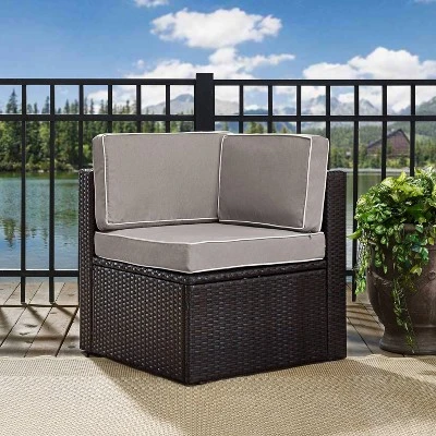Palm Harbor Outdoor Wicker Corner Chair - Gray - Crosley 3 Palm Harbor Outdoor Wicker Corner Chair - Gray - Crosley