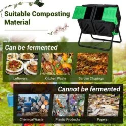 Costway Dual Chamber Compost Tumbler Outdoor Rotating Chamber Compost Bin 34.5 Gallon -Garden Furniture Discounts GUEST 46dc3740 5b6b 4de1 a003 ffa3e3614dc5