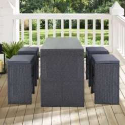 5pc Outdoor Rattan Bar Set With Stools & Cushions- Gray - WELLFOR 35 5pc Outdoor Rattan Bar Set With Stools & Cushions- Gray - WELLFOR -Garden Furniture Discounts GUEST 47370578 591c 4d70 932c 44a2a6b0b068