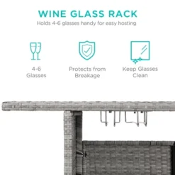 Best Choice Products Outdoor Patio Wicker Bar Counter Table W/ 2 Steel Shelves, 2 Sets Of Rails -Garden Furniture Discounts GUEST 485afa77 be11 49cc 926f 91313902c1ea