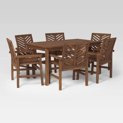 7pc Slatted Chevron Acacia Patio Dining Set - Saracina Home 14 7pc Slatted Chevron Acacia Patio Dining Set - Saracina Home - Image 12