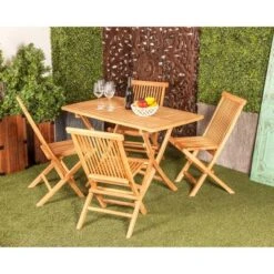 5pc Traditional Teak Wood Patio Dining Set - Brown - Olivia & May -Garden Furniture Discounts GUEST 48e3bfcb d0a7 4253 8146 22d3e21d5d50