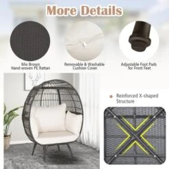 Costway Patio Oversized Rattan Wicker Egg Chair Lounge Basket 4 Cushion Indoor & Outdoor 16 Costway Patio Oversized Rattan Wicker Egg Chair Lounge Basket 4 Cushion Indoor & Outdoor -Garden Furniture Discounts GUEST 491ce047 72b5 4015 b715 fe0eb9a93045
