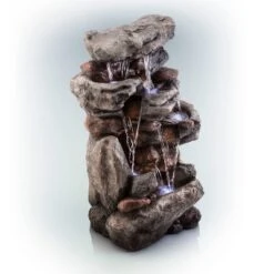 52" Resin Rainforest Rock Tiered Fountain With LED Lights Bronze - Alpine Corporation -Garden Furniture Discounts GUEST 49d7bf18 ded7 452a ba82 844640b0d0e2