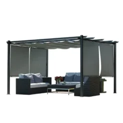 Aoodor 10 X 13 Ft Outdoor Pergola With Retractable Canopy, Aluminum Frame, 4 Pieces Patio Sun Shade Shelter For Backyard, Deck -Garden Furniture Discounts GUEST 49dea054 d4d8 46cb a551 5ce99f3b6310