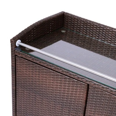 Teamson Home 39.5" Veronica Rolling Outdoor PE Rattan Bar Cart With Storage, Brown 11 Teamson Home 39.5" Veronica Rolling Outdoor PE Rattan Bar Cart With Storage, Brown - Image 9