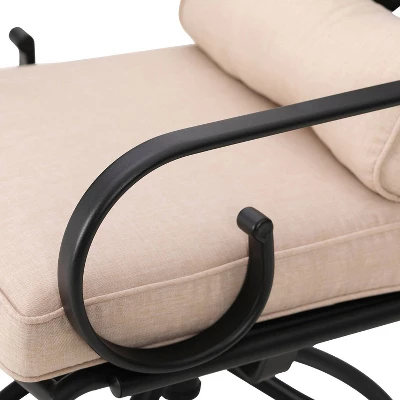 7pc Outdoor Dining Set With Svivel Chairs With Cushions & Large Metal Rectangle Table With Umbrella Hole - Captiva Designs 12 7pc Outdoor Dining Set With Svivel Chairs With Cushions & Large Metal Rectangle Table With Umbrella Hole - Captiva Designs - Image 10