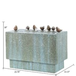 LuxenHome Patina Resin Rectangular Bubbler Outdoor Fountain With LED Lights And Bronze Birds -Garden Furniture Discounts GUEST 4cbe0096 8fbf 4eb3 8621 34c7c8623b86