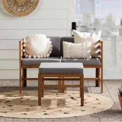 3pc Modular Acacia Wood Patio Chat Set With Cushions - Saracina Home -Garden Furniture Discounts GUEST 4cc38bd9 3ca1 4e61 a564 59459ce12f1d