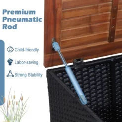 Costway 3PCS Patio Rattan Furniture Set Cushioned Sofa Storage Table With Wood Top Red/Black -Garden Furniture Discounts GUEST 4ced3fa0 9759 42ed 8afe 3800d39e2f7d