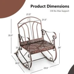 Costway Patio Rocking Chair Art Scroll Rocker Backrest Armrests Antique Copper Backyard -Garden Furniture Discounts GUEST 4f4c3ab3 5f4c 4e3f 8acb 98f3826cf289