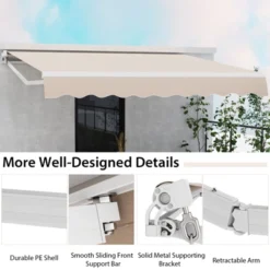 Costway Retractable Patio Awning Aluminum Deck Sunshade Shelter Outdoor Beige -Garden Furniture Discounts GUEST 4f83b532 9a1a 456b a575 82ea8e2c7a5c