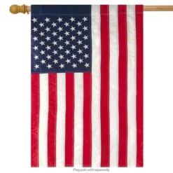 Briarwood Lane American Flag Applique & Embroidered House Flag Stars & Stripes USA 28" X 50"