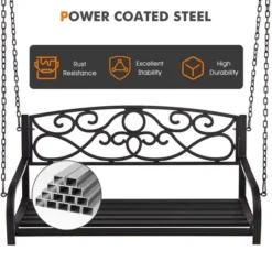 Tangkula Patio Hanging Porch Swing Outdoor 2-Person Metal Swing Bench Chair W/ Chains 17 Tangkula Patio Hanging Porch Swing Outdoor 2-Person Metal Swing Bench Chair W/ Chains -Garden Furniture Discounts GUEST 50343f46 6c03 4617 aa9d 22f76d24263c